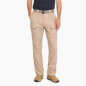 LL Bean Convertible Cargo Pants Mens Medium Khaki Hiking Elastic Waist Belted